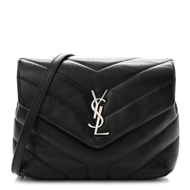 Calfskin Y Quilted Monogram Toy Loulou Crossbody Bag Black