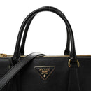 Saffiano Lux Medium Galleria Double Zip Tote Black