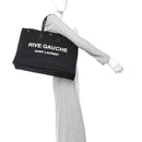 Linen Calfskin Rive Gauche Tote Black
