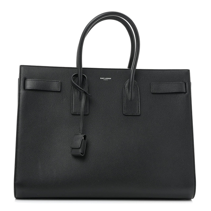 Grained Calfskin Large Sac De Jour Carryall Black