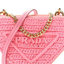 Raffia Calfskin Crochet Logo Embroidered Mini Triangle Pouch Petalo