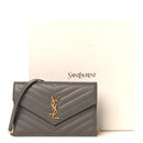 Grain De Poudre Matelasse Chevron Monogram Envelope Chain Wallet Fog