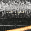 Grain De Poudre Matelasse Chevron Monogram Envelope Chain Wallet Black