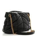 Lambskin Quilted Small Loulou Puffer Monogram Chain Satchel Black
