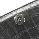 Calfskin Crocodile Embossed Medium Monogram Sunset Black