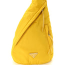 Re-Nylon Vitello Metal Triangle Logo Sling Backpack Giallo