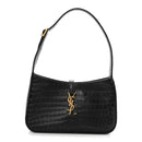 Calfskin Crocodile Embossed Le 5 A 7 Hobo Black