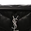 Lambskin Quilted Medium Loulou Puffer Monogram Chain Satchel Black