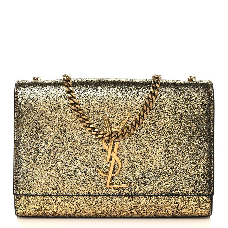 Metallic Calfskin Small Classic Monogram Kate Tassel Satchel Gold