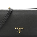 Saffiano Metal Flap Wallet With Strap Black