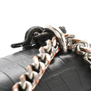 Calfskin Crocodile Embossed Medium Monogram Sunset Black