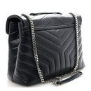 Calfskin Y Quilted Monogram Medium Loulou Chain Satchel Deep Marine