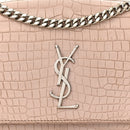 Calfskin Crocodile Embossed Medium Monogram Sunset Rose Antic