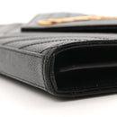 Grain De Poudre Matelasse Chevron Monogram Envelope Chain Wallet Black