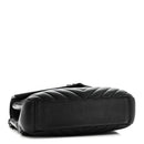 Sheepskin Matelasse Chevron Monogram Monochrome Medium College Bag Black