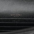 Grain De Poudre Matelasse Chevron Monogram Monochrome Envelope Chain Wallet Black