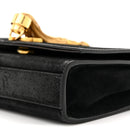 Suede Small Classic Monogram Kate Tassel Satchel Black