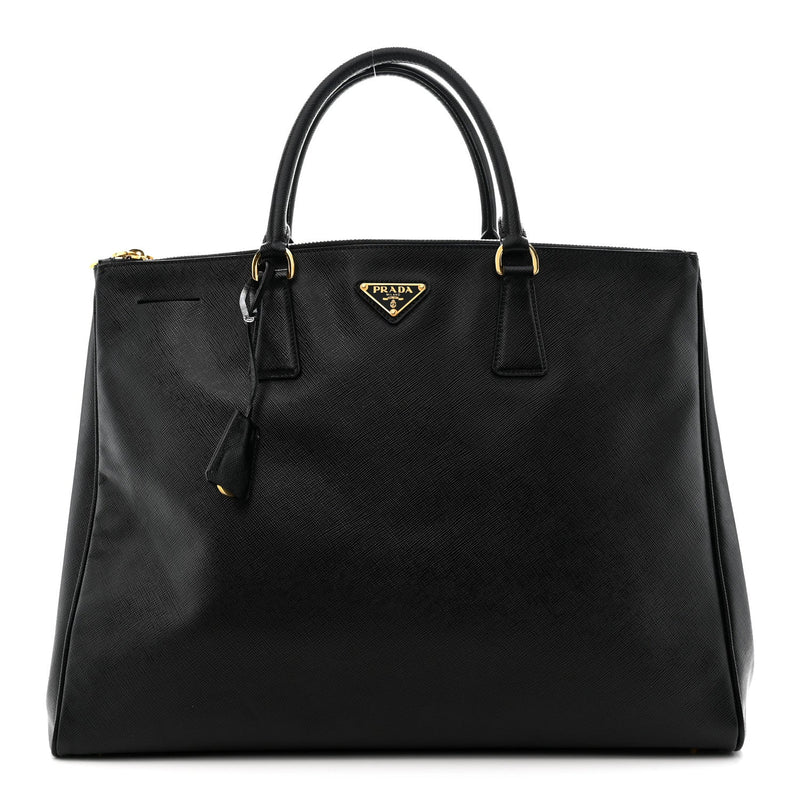 Saffiano Lux Extra Large Galleria Double Zip Tote Black