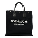 Linen Calfskin Rive Gauche North South Tote Black