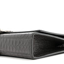 Calfskin Crocodile Embossed Medium Classic Monogram Kate Tassel Satchel Storm