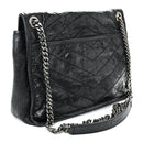Crinkled Calfskin Matelasse Monogram Medium Niki Chain Satchel Black