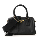 Saffiano Lux Mini Boston Crossbody Bag Black