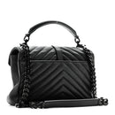 Sheepskin Matelasse Chevron Monogram Monochrome Medium College Bag Black