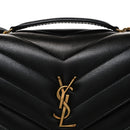 Lambskin Chevron Quilted Medium Loulou Black