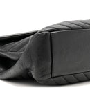 Sheepskin Matelasse Chevron Monogram Monochrome Large College Satchel Black