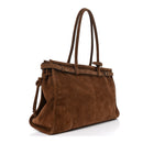 Suede Large Bonnie Shoulder Bag Cacao