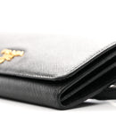 Saffiano Metal Flap Wallet With Strap Black