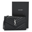 Grain De Poudre Matelasse Chevron Monogram Envelope Chain Wallet Black
