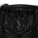 Lambskin Quilted Monogram Monochrome Small Loulou Puffer Chain Satchel Black