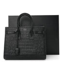 Calfskin Crocodile Embossed Small Sac de Jour Black