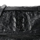 Crinkled Calfskin Matelasse Monogram Medium Niki Chain Satchel Black