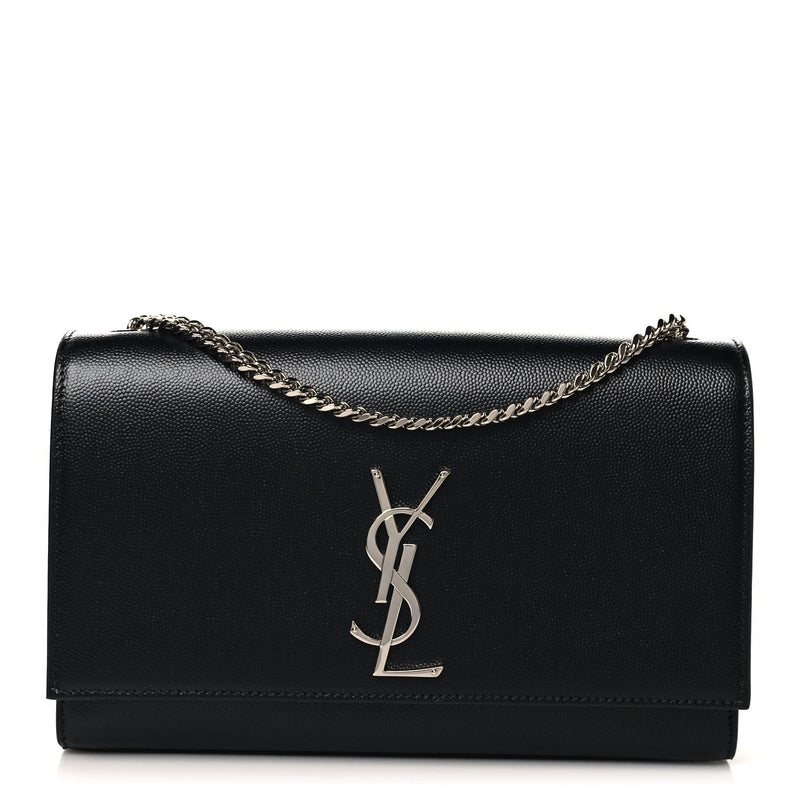 Grain De Poudre Medium Classic Monogram Kate Satchel Black