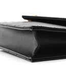 Grain De Poudre Matelasse Chevron Monogram Envelope Chain Wallet Black