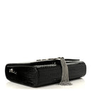 Calfskin Crocodile Embossed Small Classic Monogram Kate Tassel Satchel Black
