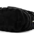 Shearling Y Quilted Monogram Medium Loulou Chain Satchel Black