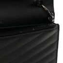 Grain De Poudre Matelasse Chevron Monogram Monochrome Envelope Chain Wallet Black