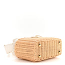 Wicker Canvas Mini Tote Tan White
