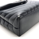 Calfskin Y Quilted Monogram Small Loulou Chain Satchel Black