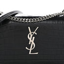 Calfskin Crocodile Embossed Monogram Sunset Chain Wallet Black