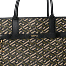 Coated Canvas Calfskin La Greca Signature Tote Bag Black Khaki