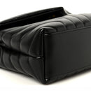 Calfskin Y Quilted Monogram Small Loulou Chain Satchel Black