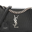 Calfskin Crocodile Embossed Medium Monogram Sunset Black