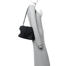 Sheepskin Matelasse Chevron Monogram Monochrome Large College Satchel Black