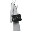 Lambskin Quilted Medium Loulou Puffer Monogram Chain Satchel Black
