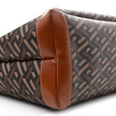 Coated Canvas Calfskin La Greca Signature Shopper Tote Bag Black Caramel