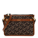 Coated Canvas Medium La Greca Signature Pouch Black Caramel